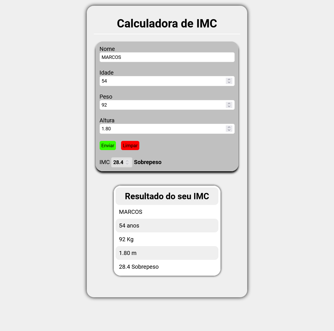 site de Calculadora imc